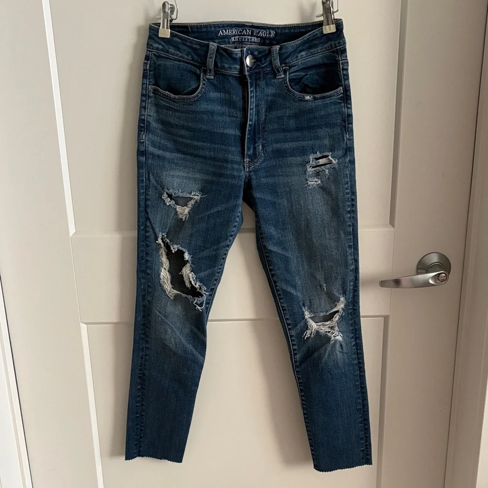 American Eagle Outfitters Blue Ripped Skinny Jeans lot of 2 - Picture 6 of 9